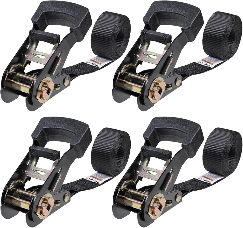 Ayaport Endless Ratchet Straps (No Hooks) 1" x 8' Heavy Duty Small Ratchet Tie Down Straps 1860lbs Break Strength Black Tie Downs for Cargo, Truck Bed, Motorcycle - Image 1